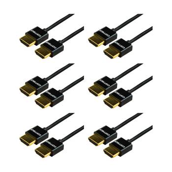 6PK Comsol Super Slim High Speed HDMI Cable W/ Ethernet Male-Male 50cm Black