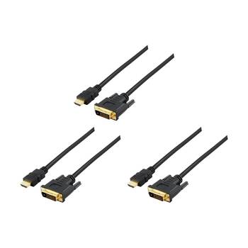 3PK Comsol HDMI Male-DVI-D Male Cable Supports Up To 1920x1200 1 Metre Black
