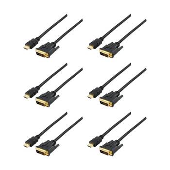 6PK Comsol HDMI Male-DVI-D Male Cable Supports Up To 1920x1200 2 Metres Black