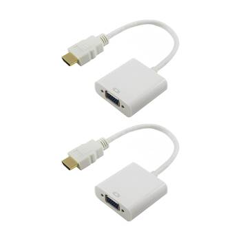 2PK Comsol HDMI Male to VGA Female + 3.5mm Audio Adaptor - Full HD 1920x1080 WH