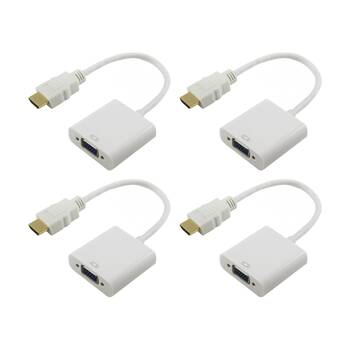 4PK Comsol HDMI Male to VGA Female + 3.5mm Audio Adaptor - Full HD 1920x1080 WH