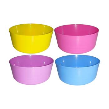 6x 4pc Partyware Reusable Plastic Bowls Set 150mm Multi Colour Assorted