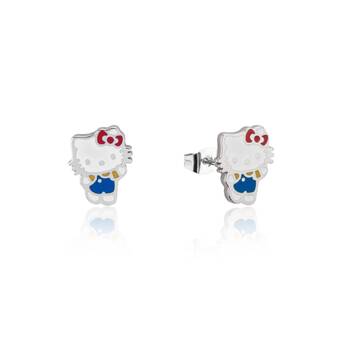 Couture Kingdom Hello Kitty Full Body Stud Earrings Silver Stainless Steel 5y+