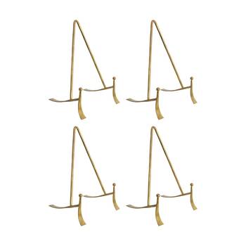 4PK LVD Medium Handcrafted Metal Brass Plate Stand Accessory 19x11.75x11.5cm