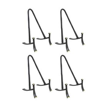 4PK LVD Small Handcrafted Black Matte Metal Plate Stand Accessory 15x9x9cm