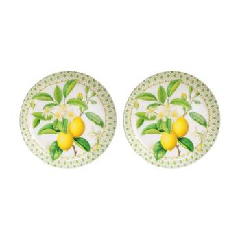2PK LVD Large Lemon And Brass Decorative Round Metal Bowl Home Decor 27x27x4cm