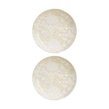 2PK LVD William Morris Beige And Brass Decorative Round Metal Bowl 27x27x4cm