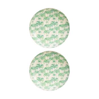 2PK LVD Palm Brass Decorative Round Metal Bowl Home Decor 27x27x4cm