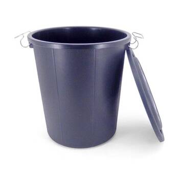 Braz Pail w/ Lid & Steel Handles Plastic Household Rubbish Bin 43L Grey