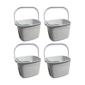 4PK Braz Square Handy Cleaning Bucket W/ Handle 24x24x16cm Multi Colour Assorted