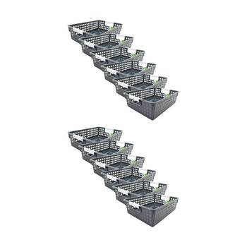 12PK Braz Tokyo Shallow Plastic Storage Basket S W/ Handles 30x2x8cm Assorted