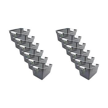 12PK Braz Tokyo Deep Plastic Storage Basket Small W/ Handles 27x18x14cm Assorted