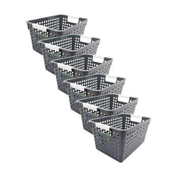 6PK Braz Tokyo Deep Plastic Storage Basket Small W/ Handles 27x18x14cm Assorted