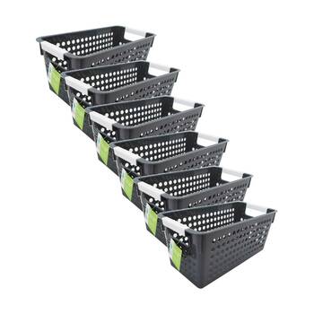 6PK Braz Tokyo Deep Plastic Storage Basket Medium W/ Handles 29x14x12cm Assorted