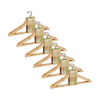 6x 3pc Braz Clothes Hangers Grooved W/ 360 Degree Rotary Hook Timber