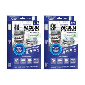 2x 2pc Braz Reusable Vacuum Sealed Clothes Storage Bags XXL 145x40cm Cube