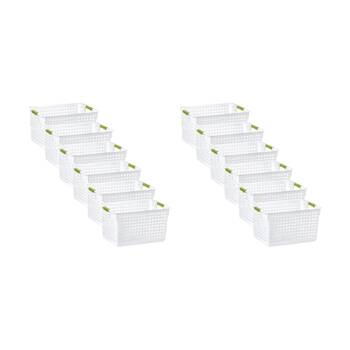 12PK Braz 10L Tokyo Plastic Storage Basket W/ Handles 31x21x17cm Assorted