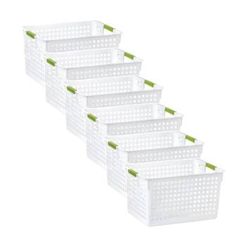 6PK Braz 10L Tokyo Plastic Storage Basket W/ Handles 31x21x17cm Assorted