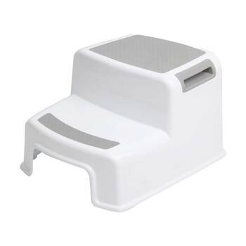 Braz 2 Step Plastic Stool Accessory 27x33cm White/Grey