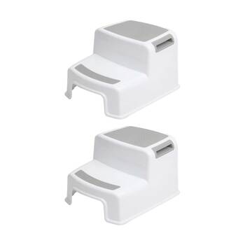 2PK Braz 2 Step Plastic Stool Accessory 27x33cm White/Grey