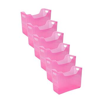 6PK Braz Magazine Holder Stationery Storage Jely Blue/Pink/Grey/Clear Assorted