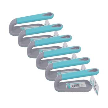 6PK Braz Scrubbing Hand Brush W/ Handle 21x9cm Grey/Teal