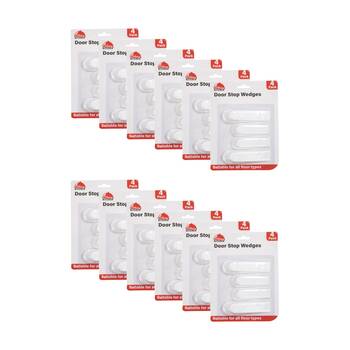 12x 4pc Braz Non Slip Door Stop Wedges For All Floor Types White