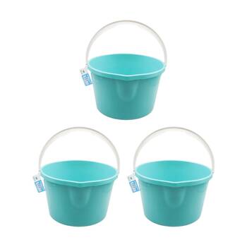 3PK Braz 13L Cleaning Mop Jumbo Bucket W/ Handle 36x21cm Multi Colour Assorted