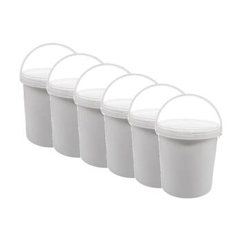 6PK Braz 16L Painters Bucket w/ Handle Painting Supply 29x32cm White