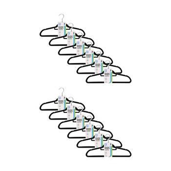 12x 3pc Braz Velvet Non-Slip Clothes Hangers W/ Metal Hook Adult Black