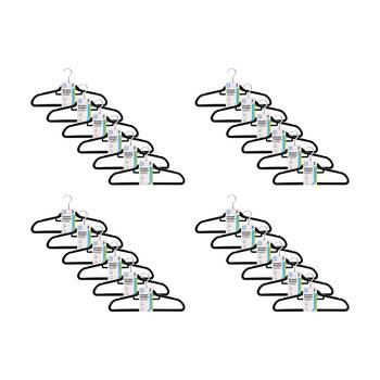 24x 3pc Braz Velvet Non-Slip Clothes Hangers W/ Metal Hook Adult Black