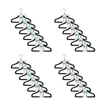 24x 5pc Braz Velvet Non-Slip Clothes Hangers W/ Metal Hook Kids Black