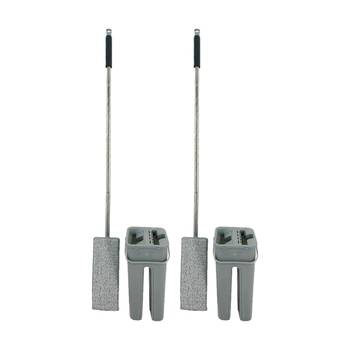 2PK Braz Wet & Dry Housekeeping Cleaning Mop Kit W/ 2 Pads Grey