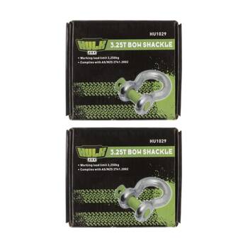 2PK Hulk 4X4 Galvanised Bow Shackle 3.25T Heavy Duty Towing & Off Road Recovery