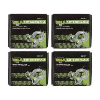 4PK Hulk 4X4 Galvanised Bow Shackle 3.25T Heavy Duty Towing & Off Road Recovery