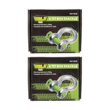 2PK Hulk 4X4 Galvanised Bow Shackle 4.75T Heavy Duty Towing & Off Road Recovery