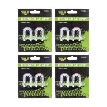4PK 2pc Hulk 4X4 D Shackle Set 6mm 500kg Heavy Duty Load Rated Secure Connection