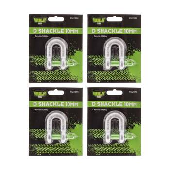 4PK Hulk 4X4 D Shackle 10mm 1,000kg Heavy Duty Load Rated Secure Connection