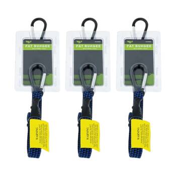3PK Hulk 4X4 Heavy Duty Fat Bungee Strap Blue 80cm With Carabiner