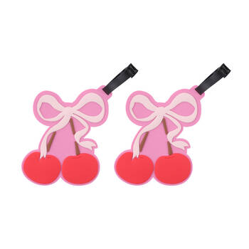 2PK iPack Cherry Giant Luggage ID Tag Adjustable Strap Travel 15x13.2cm