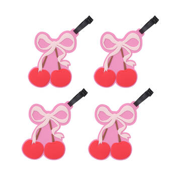 4PK iPack Cherry Giant Luggage ID Tag Adjustable Strap Travel 15x13.2cm