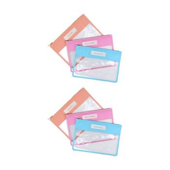 2x3pc iPack Pouch Set Clear Zip Closure Multi-Colour Travel 20.3x29.2cm