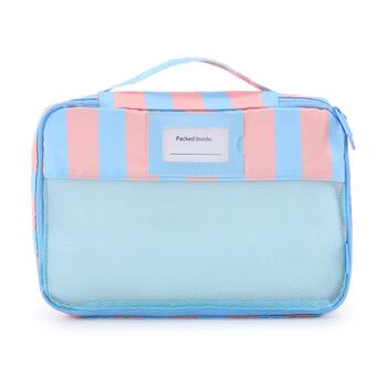 5pc iPack Strip Packing Cube Set Travel Blue And Coral 38x28x7cm