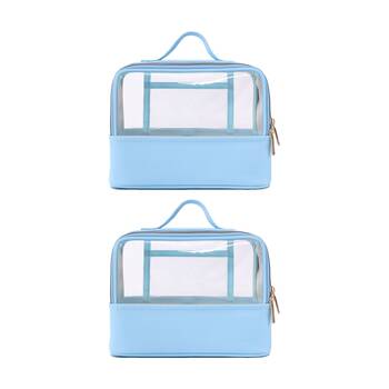 2PK iPack Travel Beauty Bag Organiser Blue 22.86x17.78x11.5cm