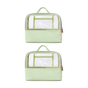 2PK iPack Travel Beauty Bag Organiser Green 22.86x17.78x11.5cm