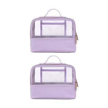 2PK iPack Travel Beauty Bag Organiser Purple 22.86x17.78x11.5cm