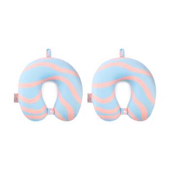 2PK iPack Wave Travel Neck Pillow Memory Foam Support Blue Coral
