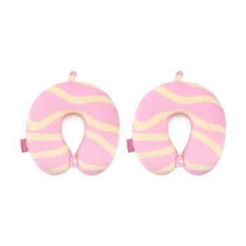 2PK iPack Wave Travel Neck Pillow Soft Memory Foam Pink Yellow 30x28x9cm