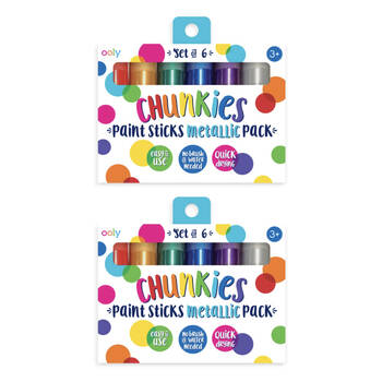 2x 6pc Ooly Chunkie Paint Stick Metallic Colours Quick Drying Kids Activity 3y+