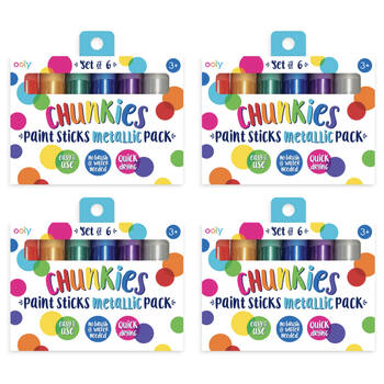 4x 6pc Ooly Chunkie Paint Stick Metallic Colours Quick Drying Kids Activity 3y+